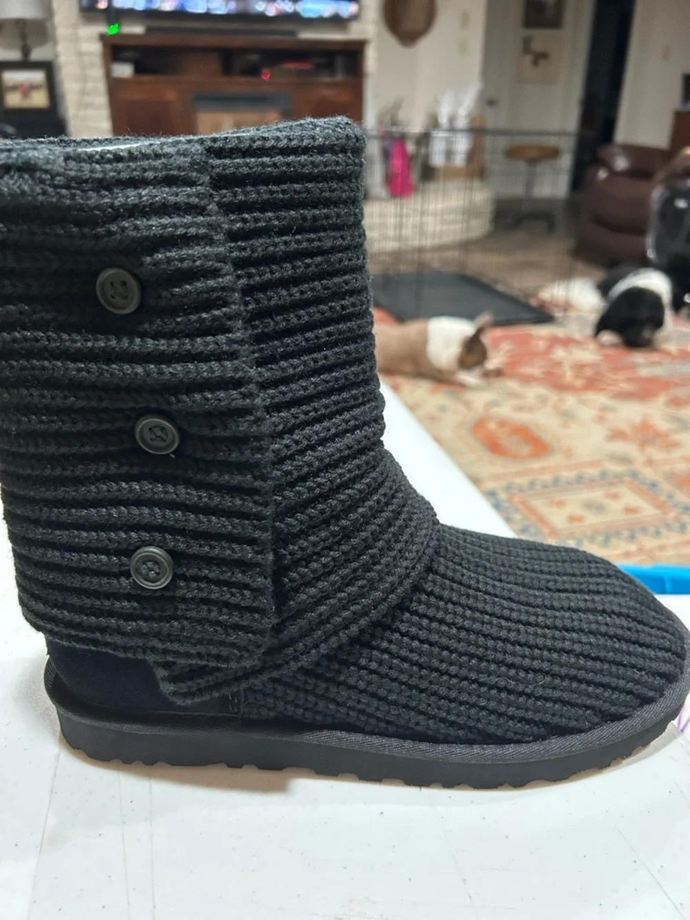 UGG Women's Black Knit Mid-Calf Winter Boots
